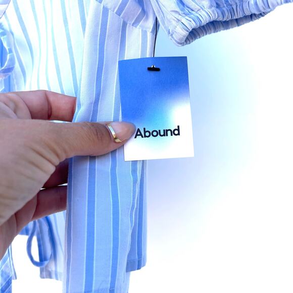 Abound Set Of 2 Bundle Tie Front Bow Cropped Top Puff Shoulder XS Small Blue - Picture 5 of 9